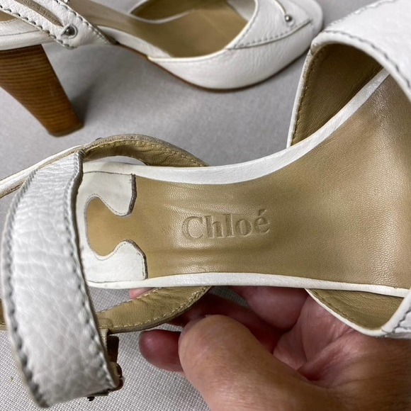 Chloe Prince white leather heeled sandals - Picture 5 of 12